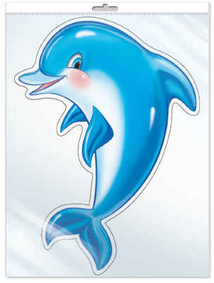 *ФМ-10338 ПЛАКАТ ВЫРУБНОЙ А4 В ПАКЕТЕ. Дельфин (с блестками в индивидивидуальной упаковке с европодвесом и клеевым клапаном)