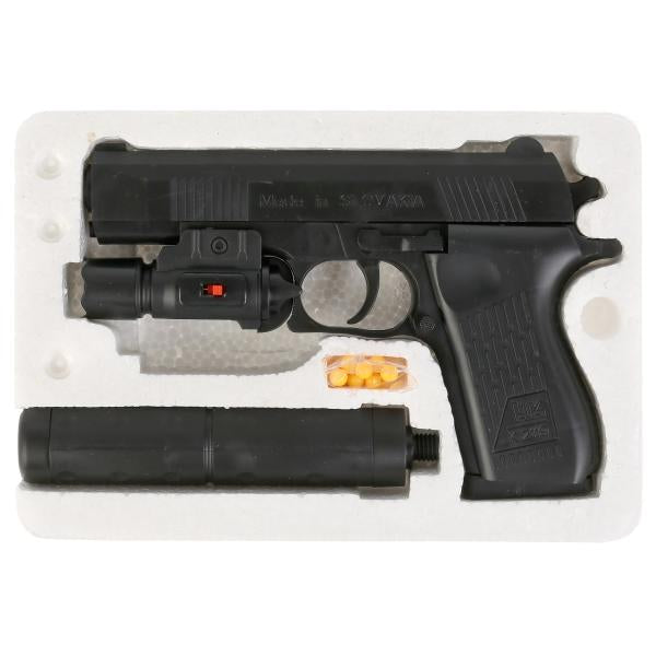 Пистолет (п) с лазер. прицелом, с глушителем, с пульками K2119-D в кор. в кор.120шт