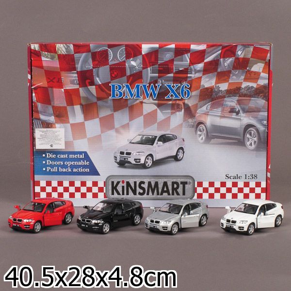 Machine en métal. инерц. BMW X6 1:38 открыв. двери, в ассорт. Dans l'affichage Kinsmart уп-12шт в кор.2*6уп