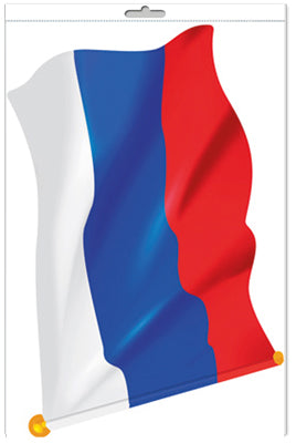 *ФМ1-15034 ПЛАКАТ ВЫРУБНОЙ А4+ В ПАКЕТЕ. Российский флаг (УФ-лак, в индивидуальной упаковке, с европодвесом и клеевым клапаном)