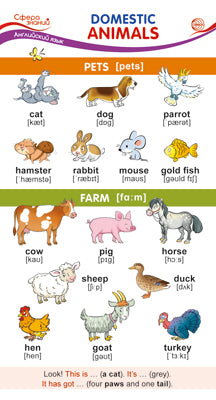 ШМ 15048 Карточка-шпаргалка. Animaux domestiques (Домашние животные) (110х205 мм)