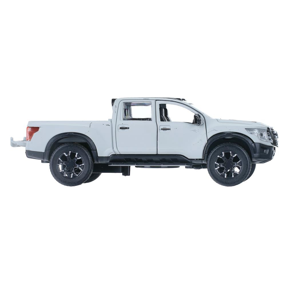 Машина металл NISSAN TITAN МАТОВЫЙ 12,5 см, двери, багаж, инерц, серый, Технопарк
