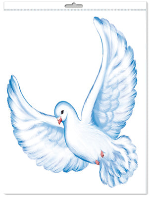 *ФМ1-15298 ПЛАКАТ ВЫРУБНОЙ А4 В ПАКЕТЕ. Голубь с раскрытыми крыльями влево (двухсторонний, в индивидуальной упаковке, севроподвесом и клеевым клапаном)