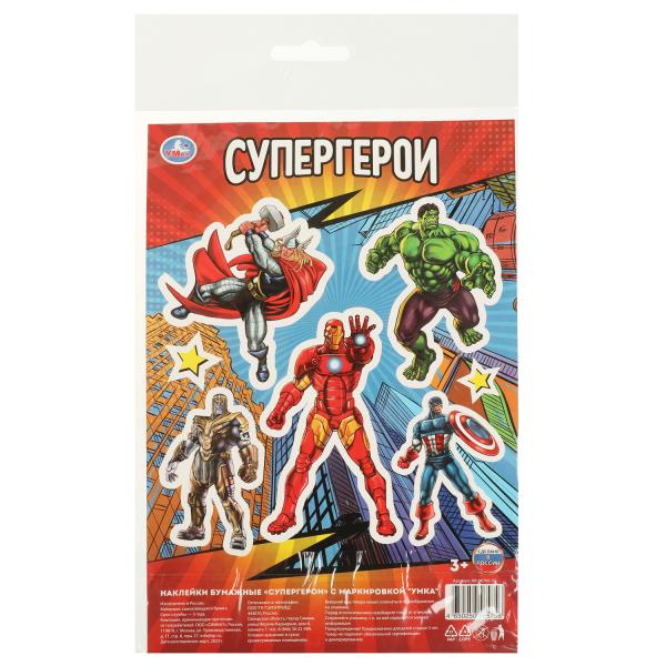 Наклейки бумажные, а5, супер герои Умка в кор.1000шт