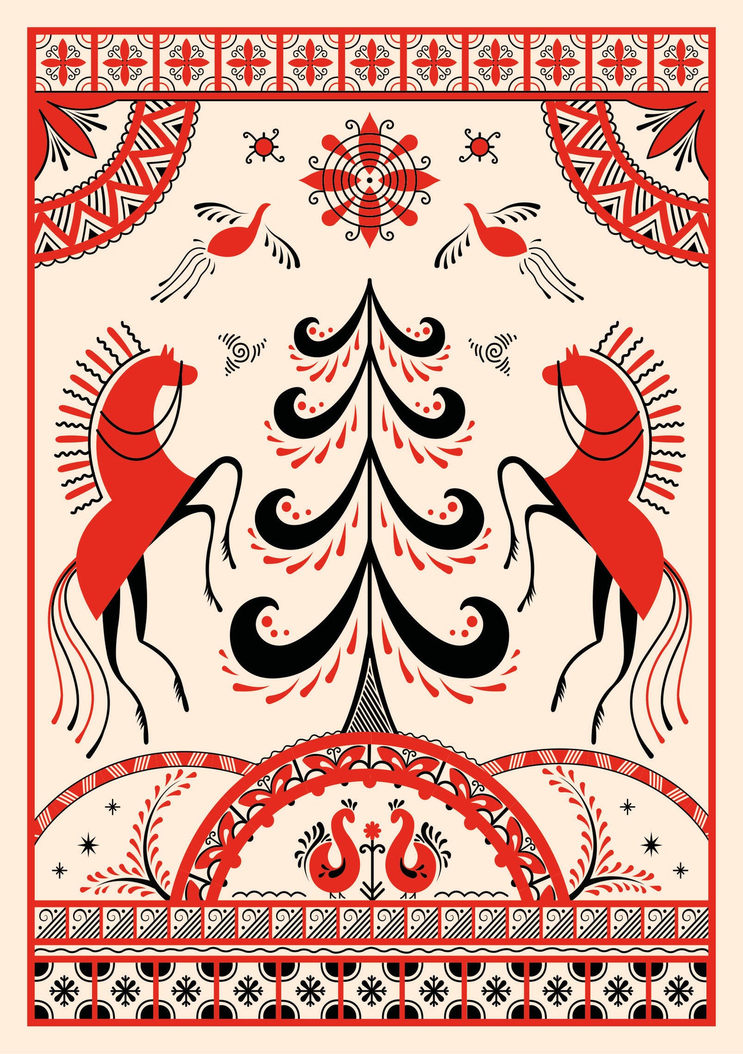 Блокнот Жили-были. Мезенская роспись «Кони» (format А5, 144 стр., блинтовое тиснение, тонированный blok)