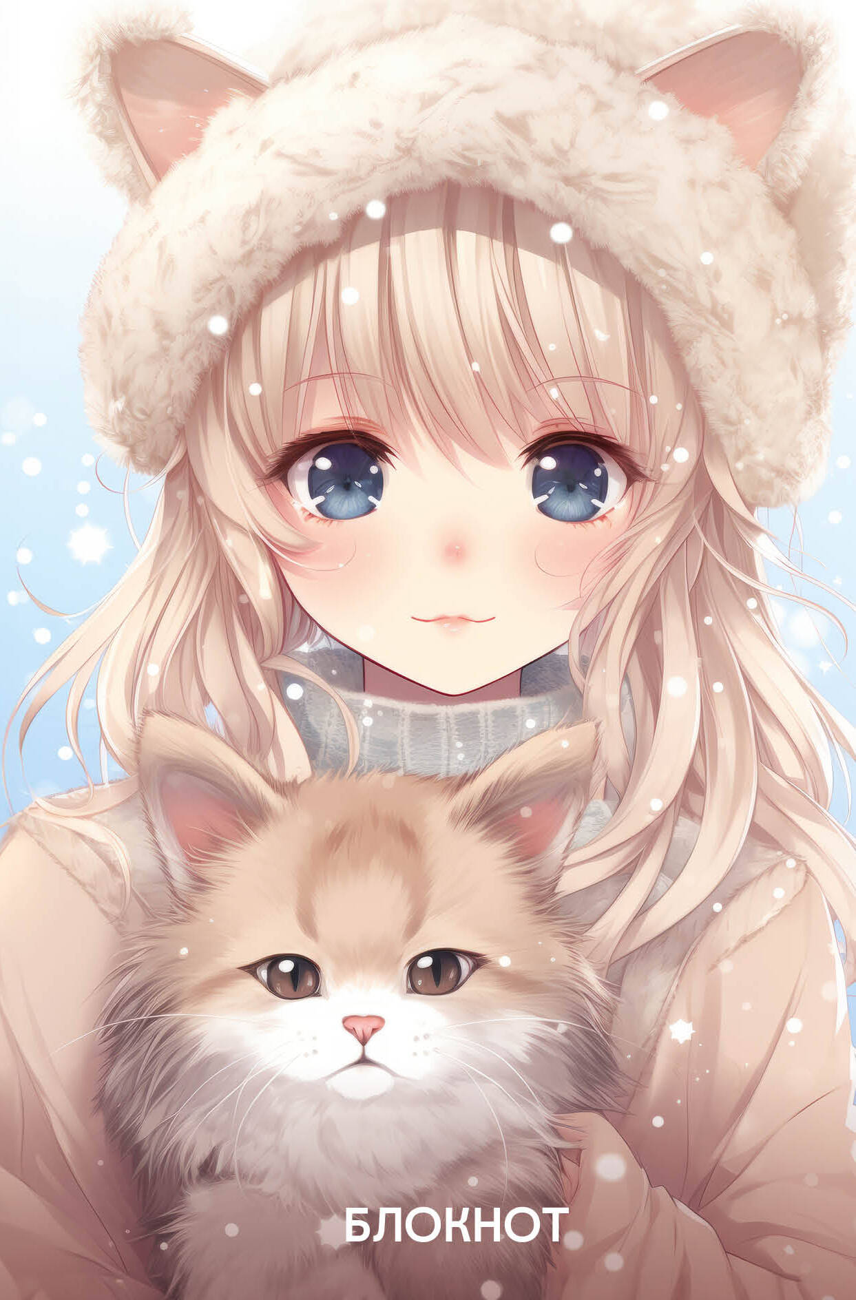 Аниме. Новогодний блокнот (А5, 64 л., цветной блок, голубой)