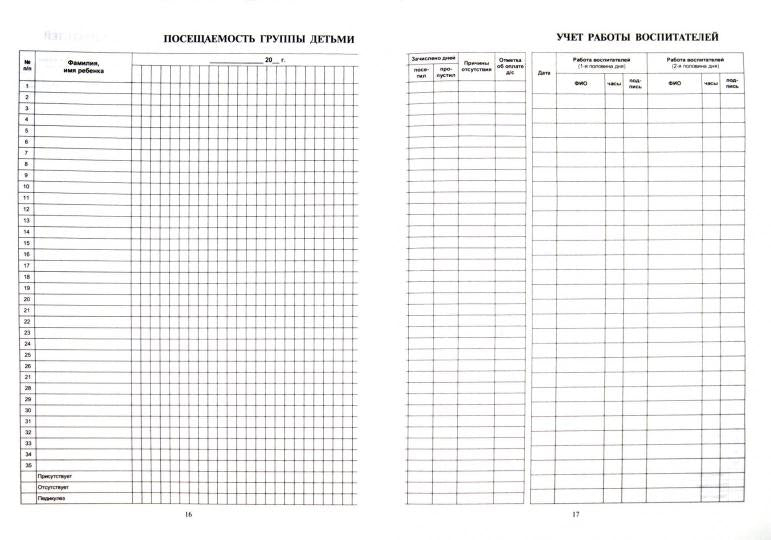 Журнал учета пребывания детей в детском саду