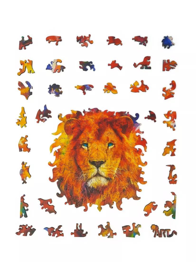 Фигурный деревянный пазл "ANIMAL ART" Лев 112 дет. ART.8391 (мрц 690 руб.) /24