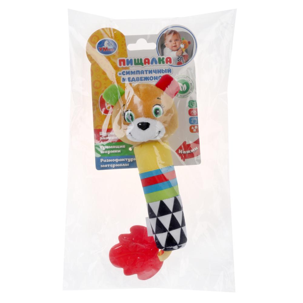 Текстильная игрушка пищалка мишка на карт. dans le paquet. (русс. уп.) "Умка" в кор.240шт
