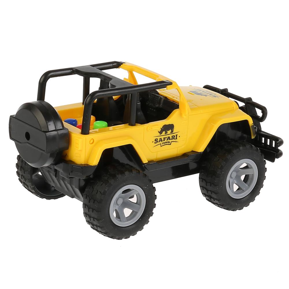 Machine "ДЖИП", noir + jaune, d'une longueur de 15,5 cm, plastique, inerte. en Russie. cor. Parc technologique dans le cor.2*36шт