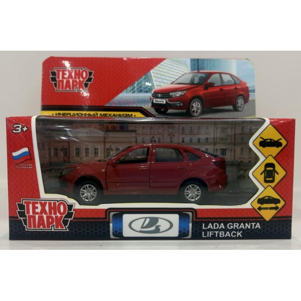Машина металл LADA granta liftback 12 см, двери, капот, багажник, красный Технопарк