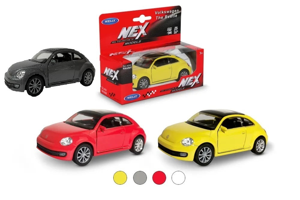 Welly. Машинка 1:38 "Volkswagen Beetle" металл, пруж. мех., цвет в ассорт. арт.43650W