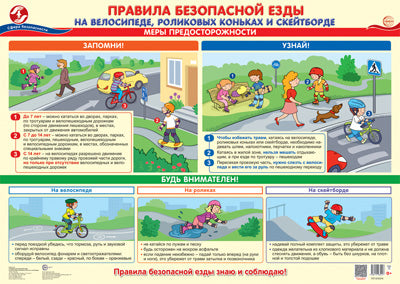 ПЛ-15314 Plaque A2. Правила безопасной езды на велосипеде, роликовых коньках и скейтборде