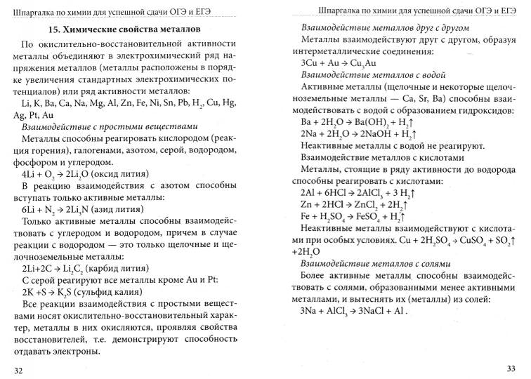 Шпаргалка по химии для успешной сдачи ОГЭ и ЕГЭ