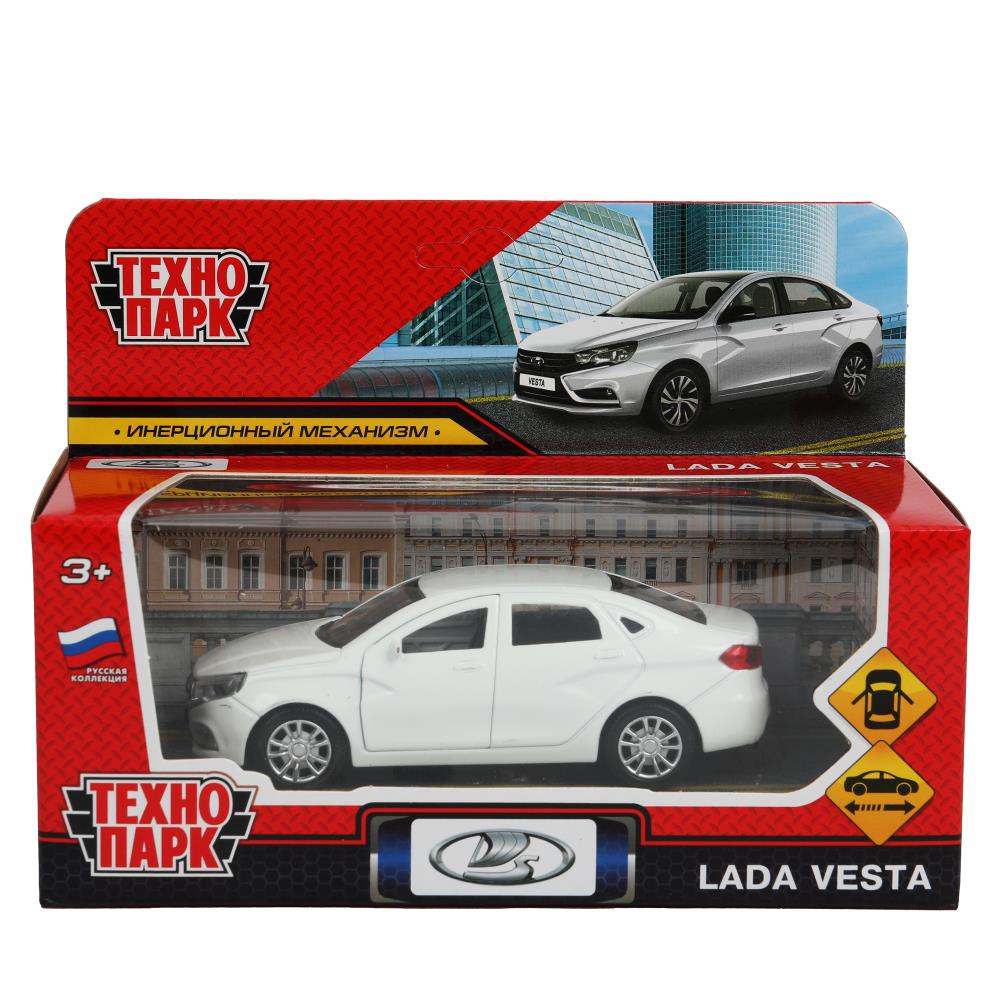 Машина металл LADA vesta 11,5 см, двери, белый, кор. Технопарк в кор.2*36шт