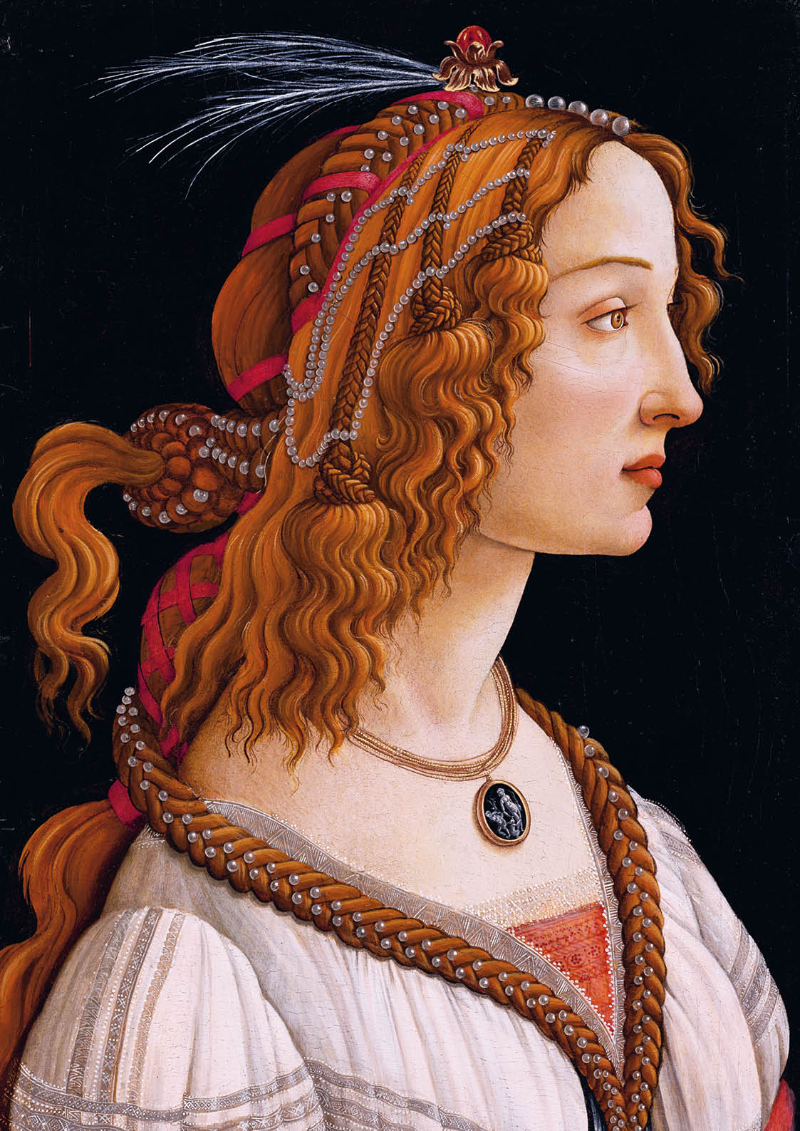 Affiche. Sandro Botticchelli. Le portrait idéal des femmes (Симонетта Веспуччи в образе нимфы). Format A3.
