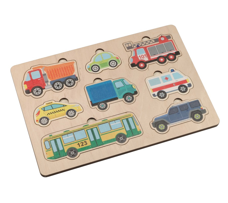 ИГРА РАЗВИВАЮЩАЯ ДЕРЕВЯННАЯ "АВТОМОБИЛИ" (30Х21СМ) в кор.15шт