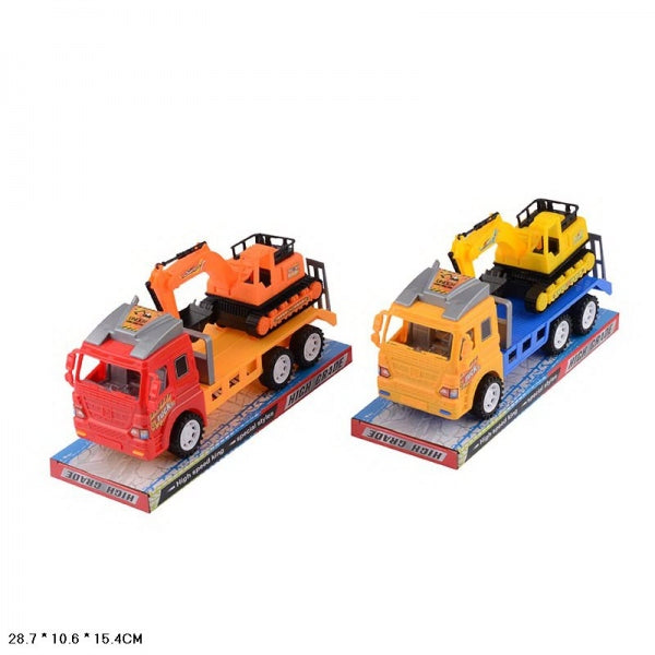 Le camion est en panne avec l'excavateur de l'assortiment. en plastique dans la cor.2*36шт