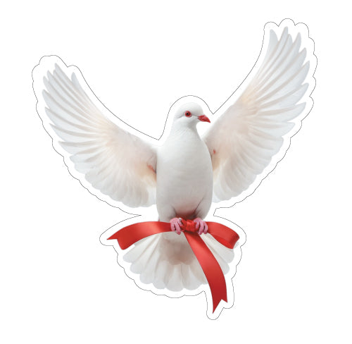 М-16944 Figurine en forme de Vырубная. Голубь с раскрытыми крыльями и красной ленточкой (двухсторонняя)