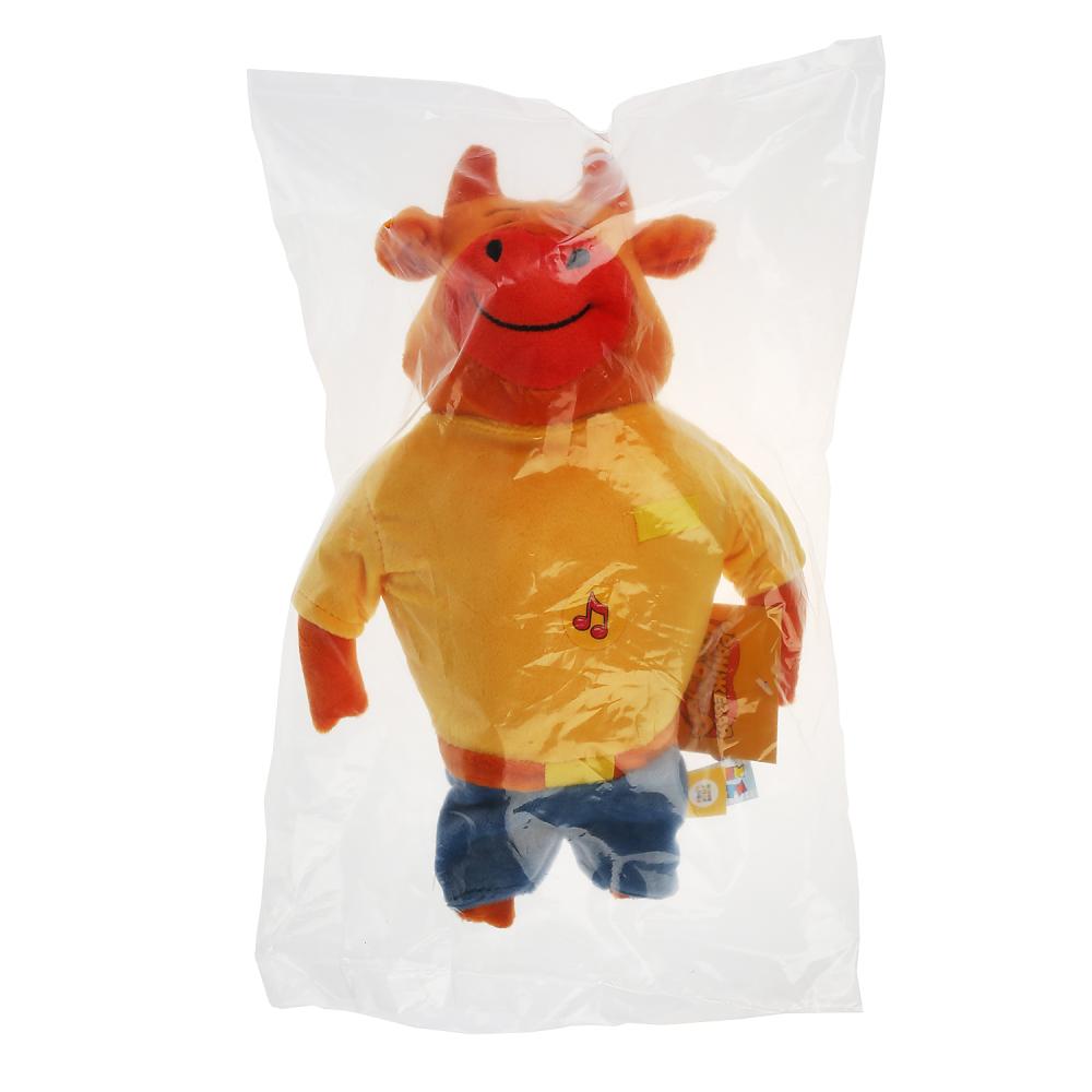 Игрушка мягкая Оранжевая корова папа, 30 см, муз. чип, в пак. Мульти-пульти в кор.24шт
