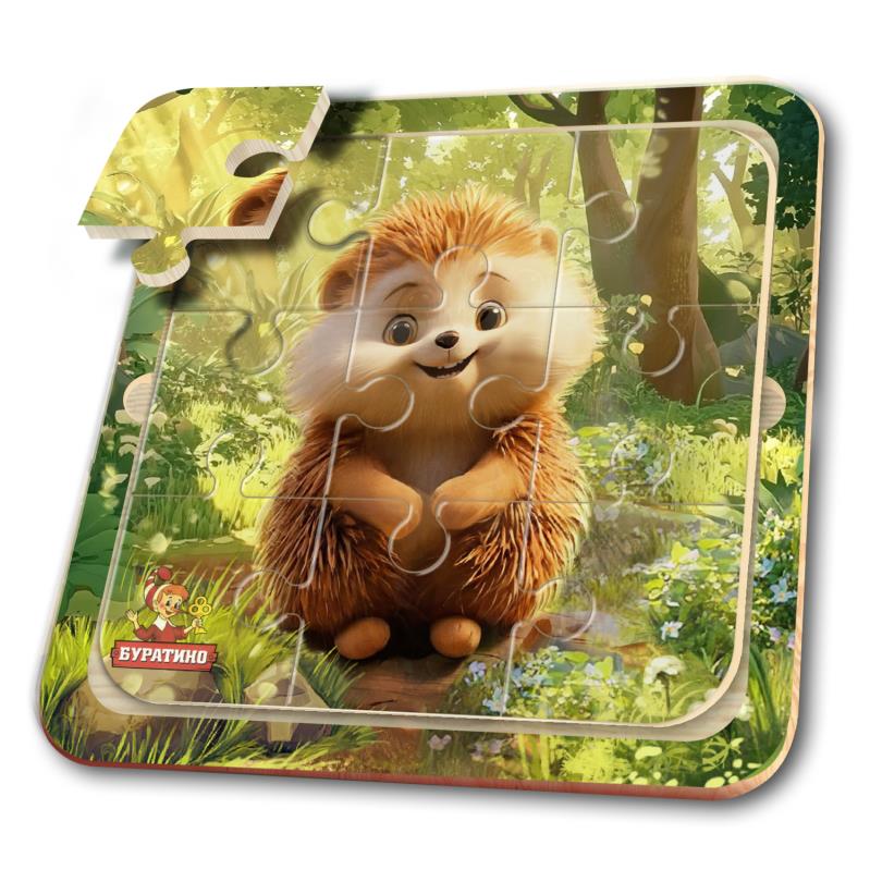 Игрушка деревянная пазл 10*10 см. терм. пакет Буратино в кор.250шт