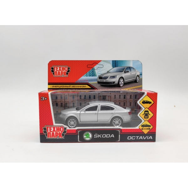 Machine en métal SKODA OCTAVIA 12 cm, double, bagage, inerц. серебристый кор. Parc technologique dans le cor.2*36шт