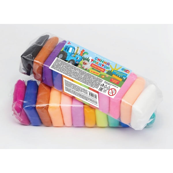 Легкий пластилин СИНИЙ ТРАКТОР 12 цв. 10 гр MultiArt в кор.115наб