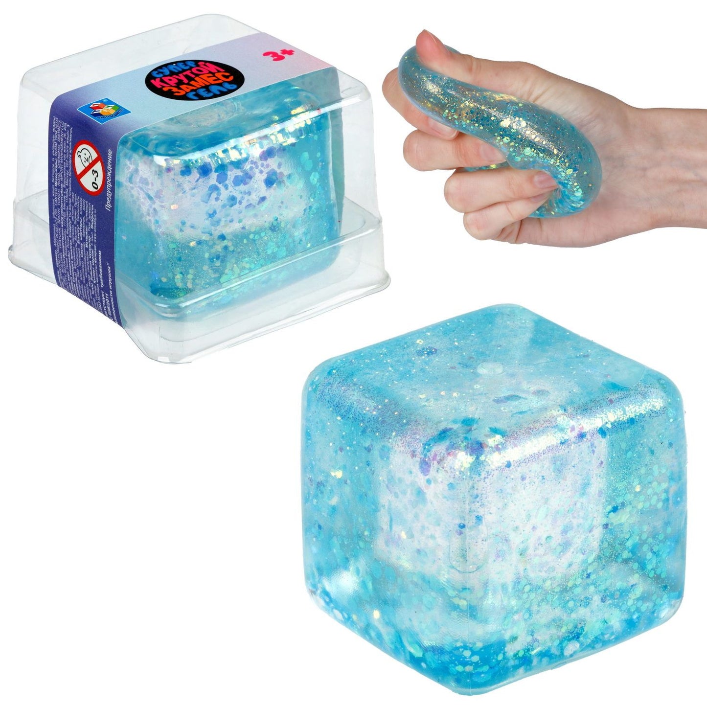 Крутой замес. Jeu antistress "Супергель куб" avec блестками 4 цв. dans un assortiment. 5 cm, dans la cor. art.Т24585