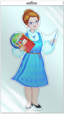 *Ф-8767-П ПЛАКАТ ВЫРУБНОЙ А3 В ПАКЕТЕ. Учительница (с блестками в индивидивидуальной упаковке с европодвесом и клеевым клапаном)