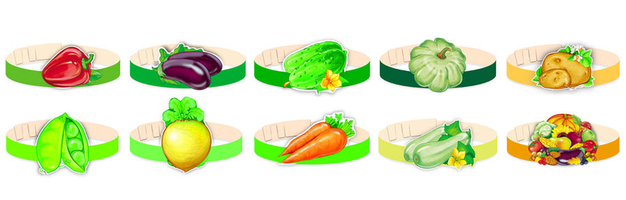 *КМА-16308 Комплект масок-ободков. Овощи (10 штук в комплекте)