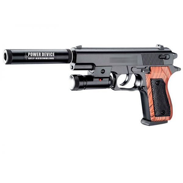 ПИСТОЛЕТ (П) С ФОНАРЕМ И ГЛУШИТЕЛЕМ, С ПУЛЬКАМИ SP-3B В КОР. в кор.2*60шт