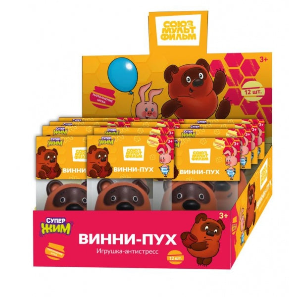 Игрушка-тянучка СОЮЗМУЛЬТФИЛЬМ Винни Пух, наполнение блестки, дисплей 12 шт. Супер Жим уп-12шт в кор
