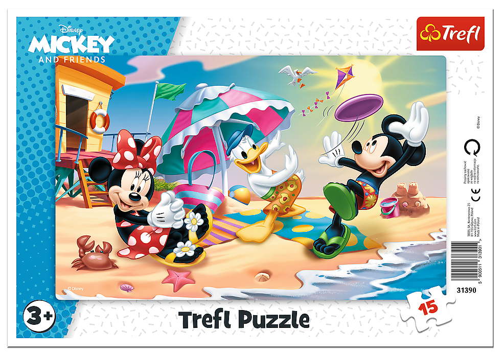 Trefl. Пазл-рамка 15 art.31390 "Disney Mickey. Jouer sur le jeu"