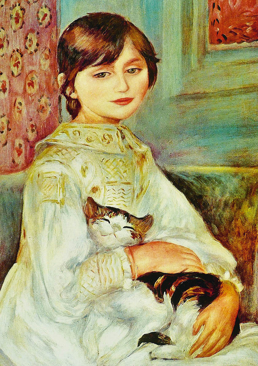 Постер.Пьер Огюст Ренуар. Жюли Мане с кошкой. Формат А3.