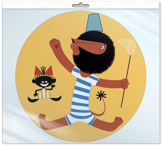 *Ф2-12518-П ПЛАКАТ ВЫРУБНОЙ А3 В ПАКЕТЕ. Лев Бонифаций из мультфильма Каникулы Бонифация (с блестками в индивидивидуальной упаковке с европодвесом и клеевым клапаном)