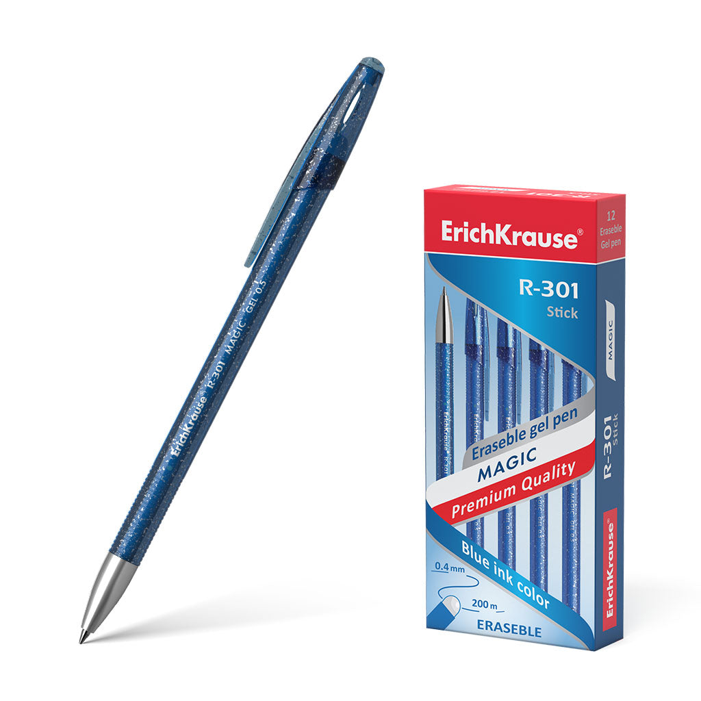 Ручка гелевая сo стираемыми чернилами ErichKrause R-301 Magic Gel 0.5, цвет чернил синий (в коробке по 12 шт.)