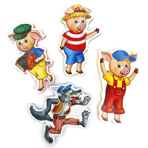 МАКСИ-ПАЗЛ "УМКА" ТРИ ПОРОСЕНКА. МЯГКИЙ (ЕВА) НА БЛИСТЕРЕ (4 ДЕТАЛИ). в кор.35шт