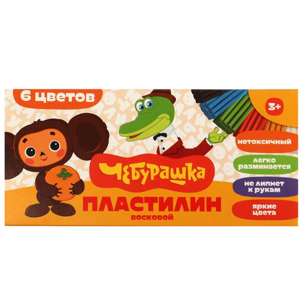 Пластилин восковой Чебурашка 6 цв (90г) MultiArt в кор.30шт