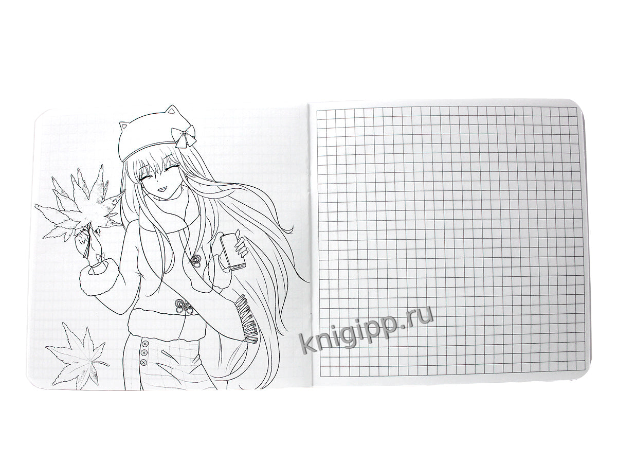 Mon Art. БЛОКНОТ в клетку Аниме. Красный