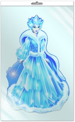 *Ф-5565-П ПЛАКАТ ВЫРУБНОЙ А3 В ПАКЕТЕ. Снежная Королева (с блестками в индивидивидуальной упаковке с европодвесом и клеевым клапаном)