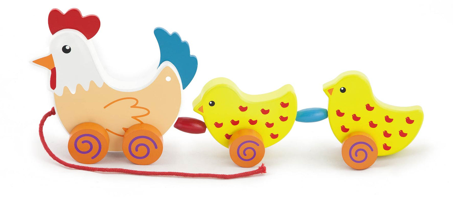 VIGA. 50078 Каталка "Курочка с цыплятами" (42*6,5*19,5)