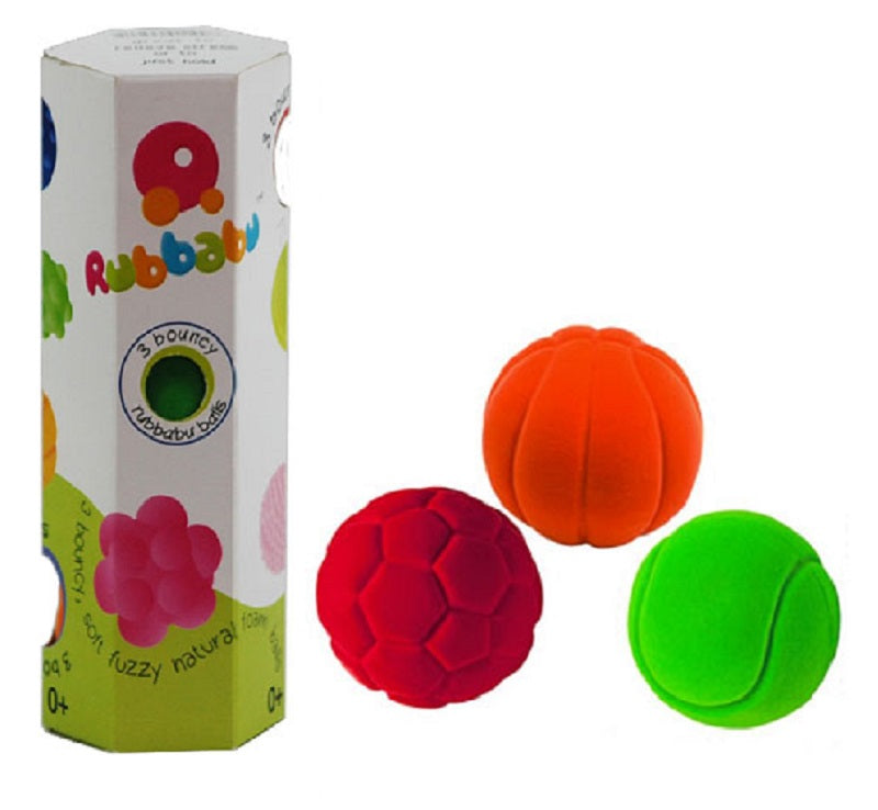 Rubbabu. 20190 Набор маленьких спортивных мячей из каучука, 3 шт, в коробке