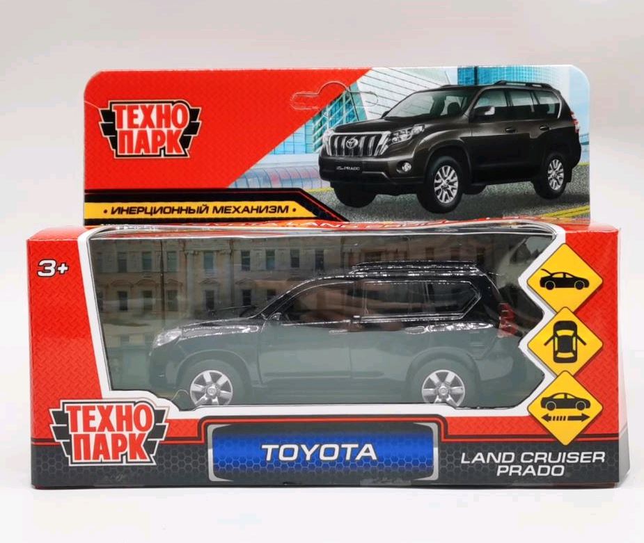 Машина металл TOYOTA PRADO, 12 см, откр дв, багаж, инерц, чёрный, кор. Технопарк в кор.2*36шт