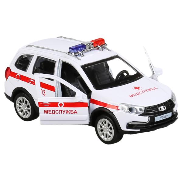 Machine en métal noir-zvuk "lada granta cross 2019 scoraja"12 cm, iner., bel dans le cor du parc technologique dans le cor2*36шт