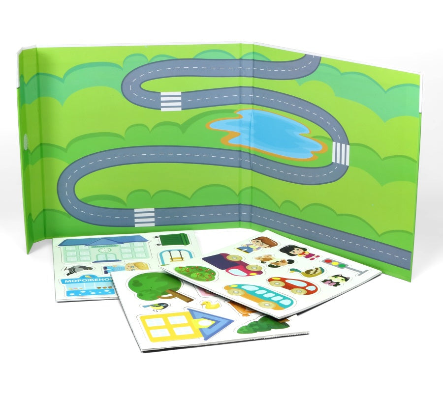 Игра магнитная развивающая. Магнитные истории "Городок" (книжка с игровым полем, 25 эл)