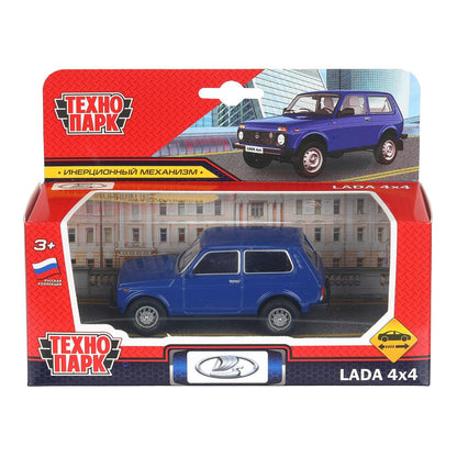 Машина металл LADA 4x4 длина 10 см, инерц, синий, кор. Технопарк в кор.72шт