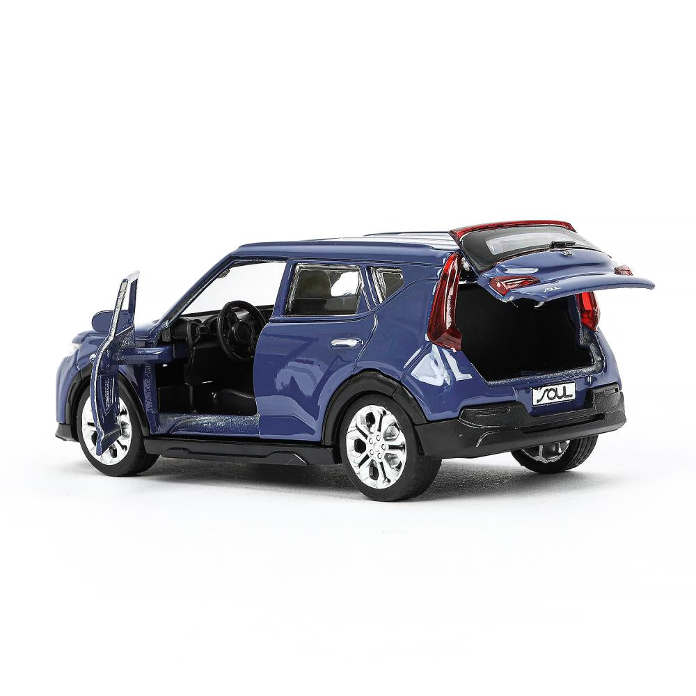 Машина металл KIA soul длина 12 см, двери, багаж., инерц, темно-синий, кор. Технопарк в кор.2*36шт