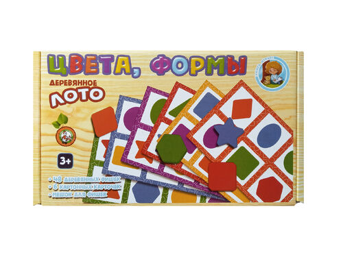 Лото с деревянными фишками "Цвета, формы"