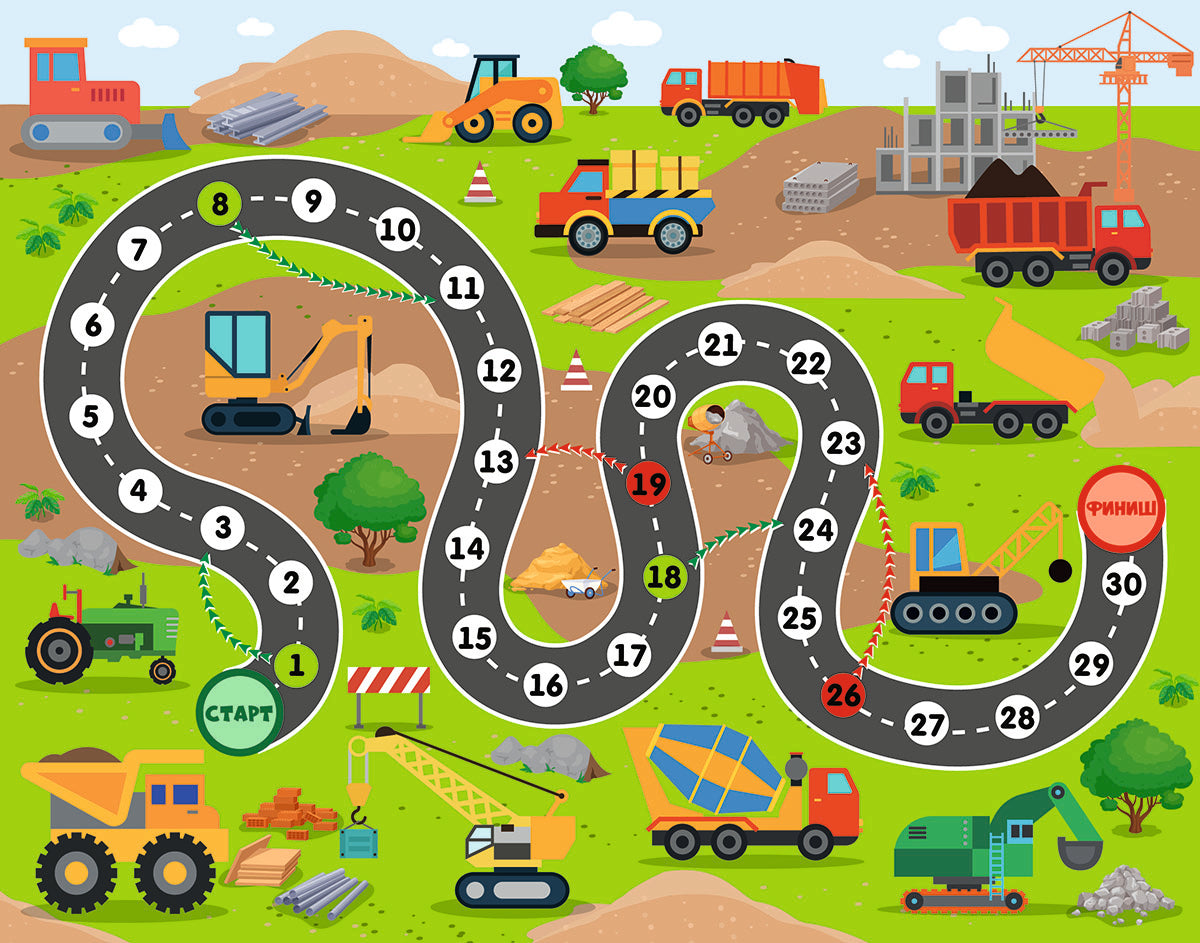 Игра настольная ходилка "Веселые ходилки 4 в 1" для мальчиков (ходилка-раскраска)