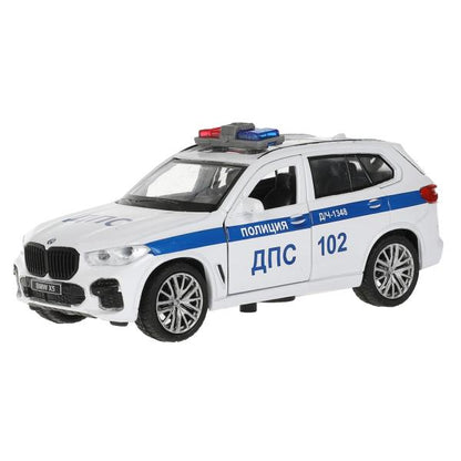 Машина металл BMW X5 M-SPORT ПОЛИЦИЯ 12 см, двери, баг, в кор. Технопарк в кор.2*36шт